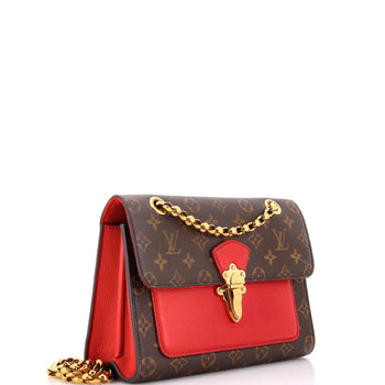 Leather Louis Vuitton Victoire Handbag Monogram Canvas and