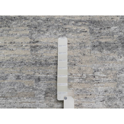 8'X10'2" Gray-Ivory Modern Design Hand Knotted Undyed Natural Wool Rug