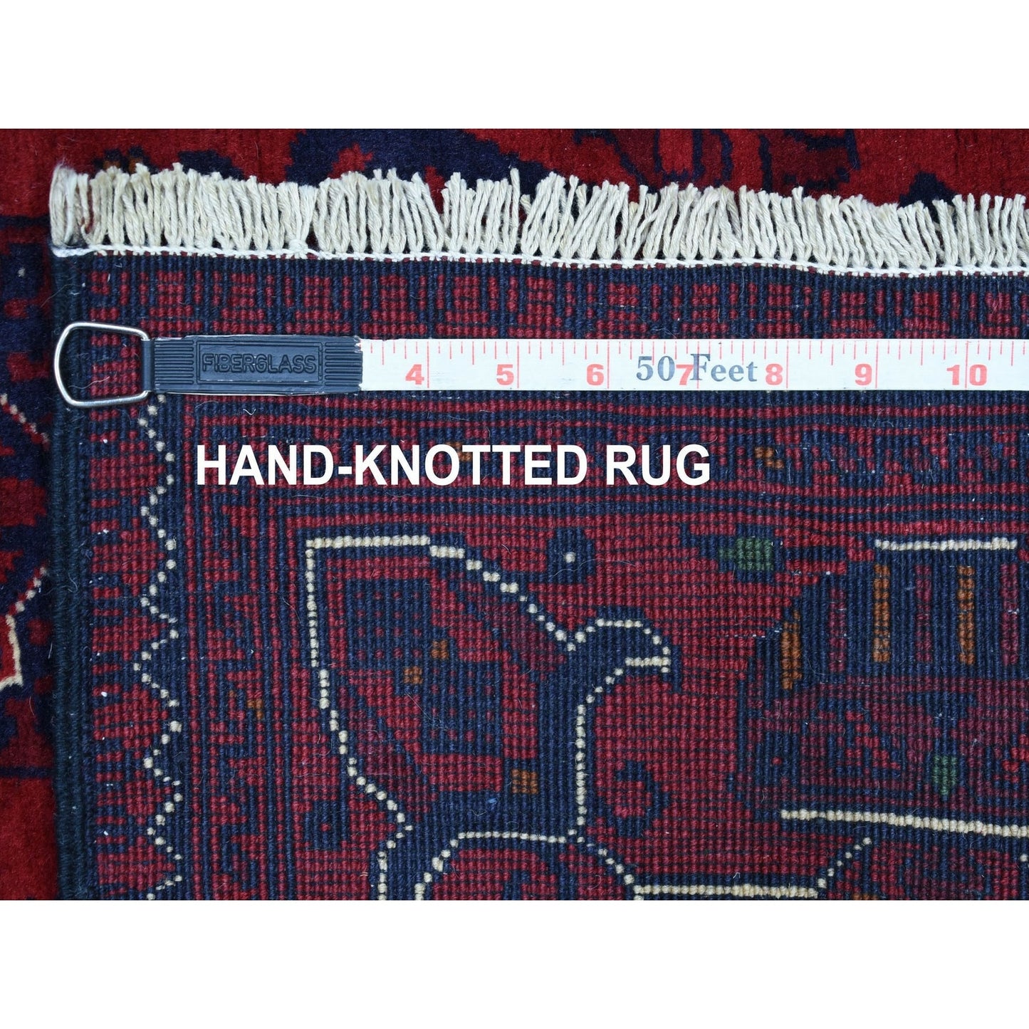 3'3"X4'10" Hand Knotted Afghan Khamyab Soft Wool Deep Red Rug