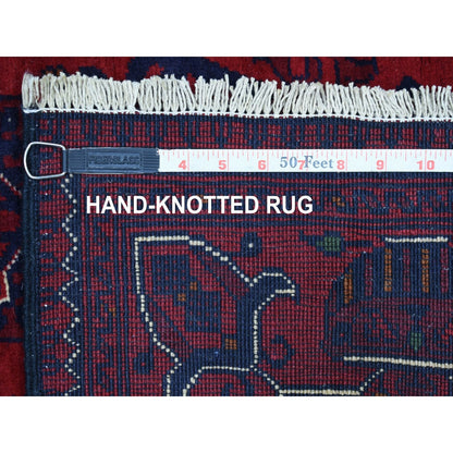 3'3"X4'10" Hand Knotted Afghan Khamyab Soft Wool Deep Red Rug