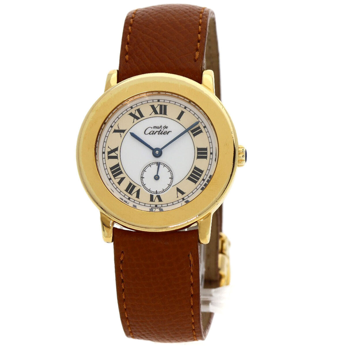 CARTIER Must2 Rondo Watches Gold Plated/Leather