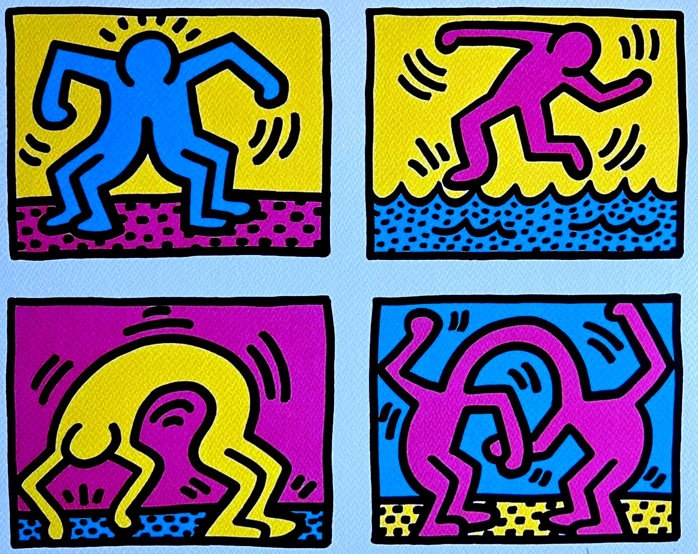 Keith Haring Lithograph Coa ''Dancing'' Signed Op Numbered By Hand