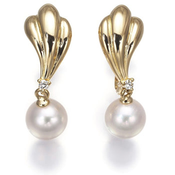 Tasaki Earrings Akoya Pearl Pearl Diamond 18K 750