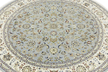 Hand-Knotted Traditional Indo-Nain Floral Round
