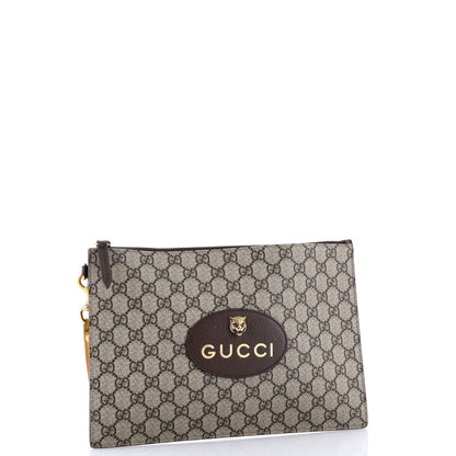 Gucci Neo Vintage Wristlet Pouch Gg Coated Canvas