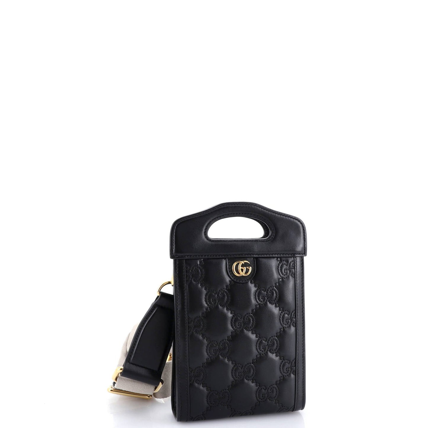 Gucci Top Handle Crossbody Bag Gg Matelasse Leather Mini