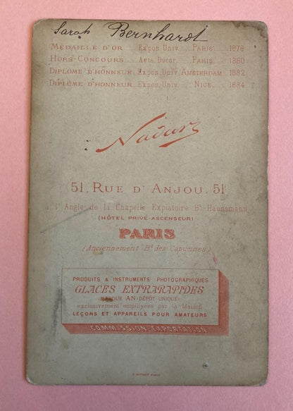 Antique Sarah Bernhardt Thodora 64In Portrait Large Photography Nadar Studio