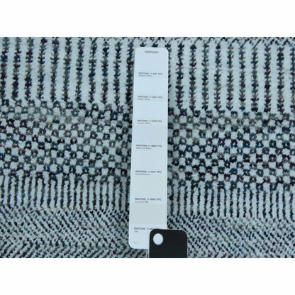 4'X6' Ivory Hand Knotted Modern Grass Design Gabbeh Wool And Silk Rug