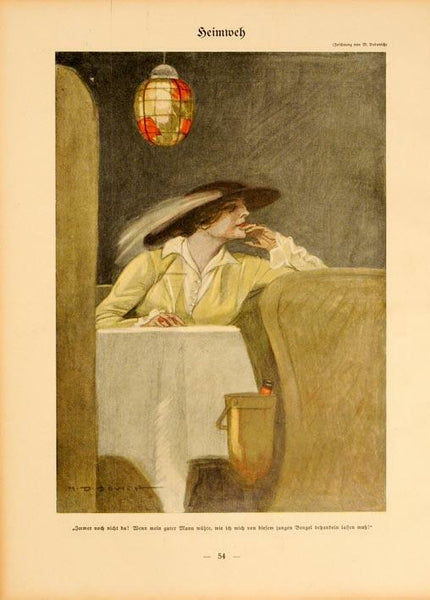 Original Simplicissimus 1913 By Marcello Dudovich Heimweh On Linen