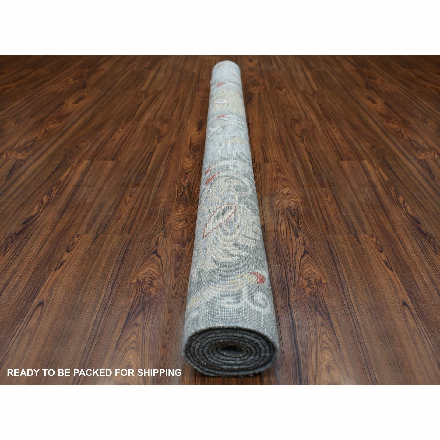 6'1"X8'8" Soft Wool Hand Knotted Gray Stone Wash Peshawar Rug