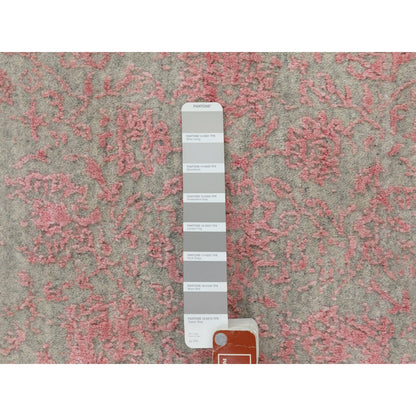 2'6"X11'10" Wool & Art Silk Erased Design Runner Hand Loomed Jacquard Rug