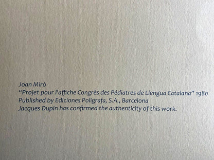 Joan Mir Lithograph 1980, Poligrafa Barcelona, Signed Op: Jacques Dupin