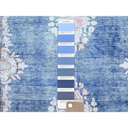 2'1"X12' Blue Hand Knotted Vintage Zoroastrian Karman Wool Runner Rug