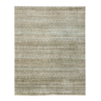 8'X10' Brown Kohinoor Soft Wool Hand Knotted Rug Small Geometric Design