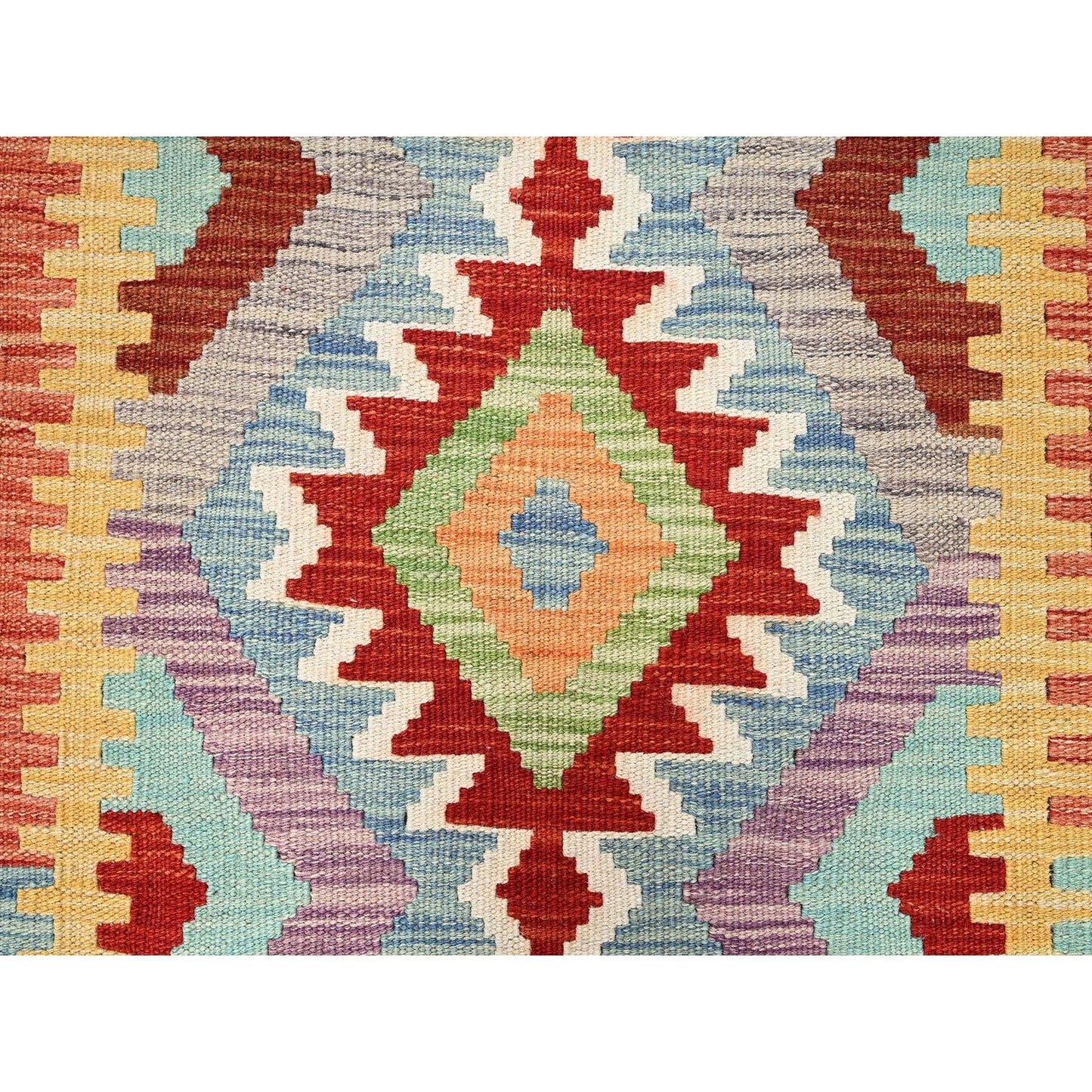 2'8"X8'3" Colorful Afghan Kilim 100% Wool Rug Flat Weave Hand Woven Runner
