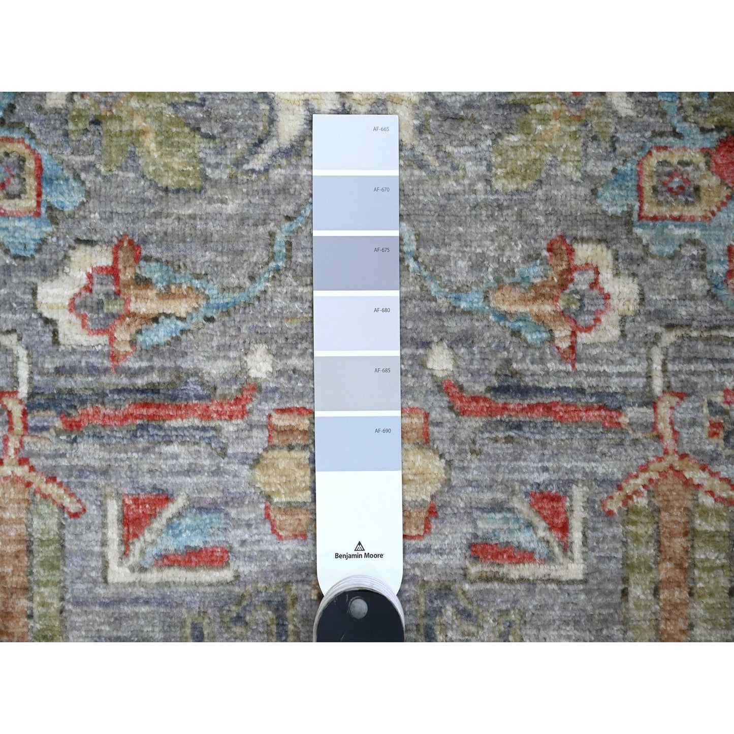 2'6"X6' Gray Aryana North West Zoroastrian Hand Knotted Wool Runner Rug