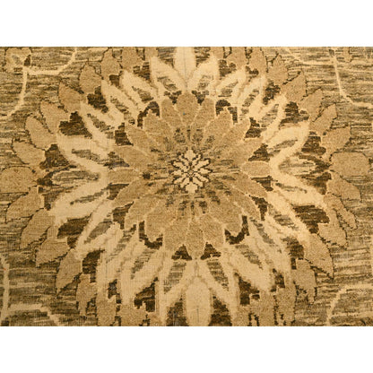 8'9"X11'10" Brown Tone On Tone Suzani Design Hand Knotted 100% Wool Rug