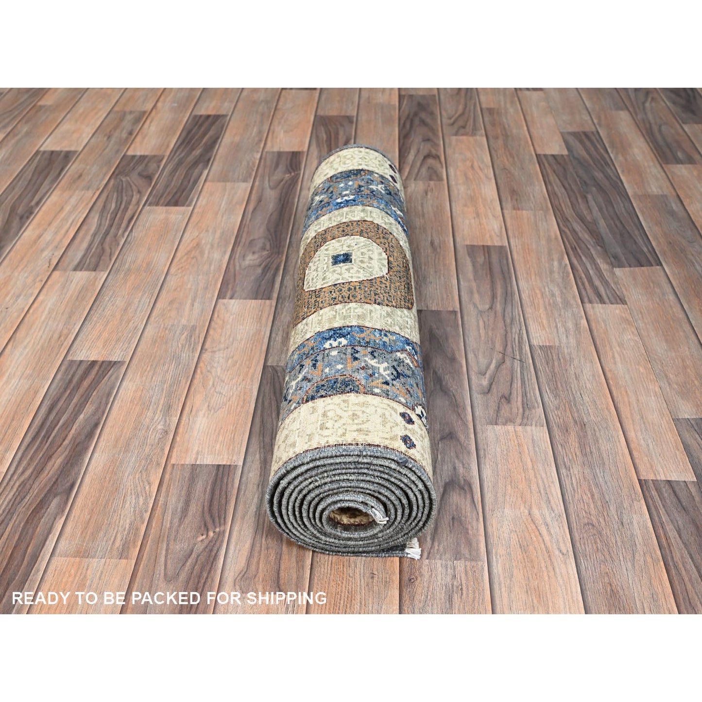 2'5"X9'10" Gray Soft Wool Mamluk Dynasty Hand Knotted Runner 200 Kpsi Rug