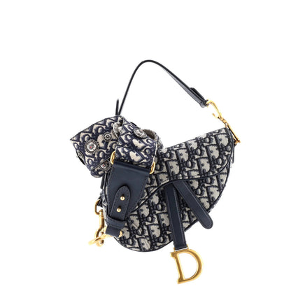 Christian Dior Saddle Handbag With Strap Oblique Canvas Mini