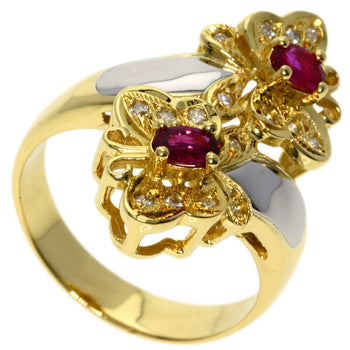 0.29ct Ruby Diamond Ring K18 Yellow Gold PT900