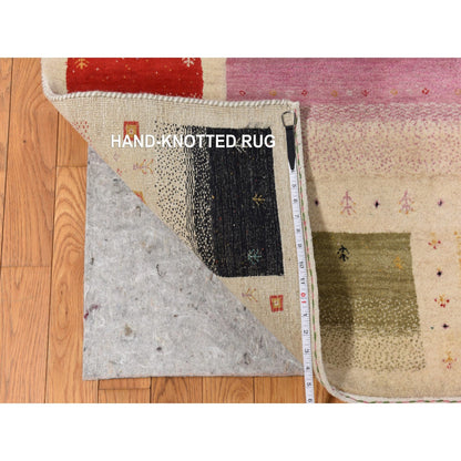 10'X13'2" Linen White Lori Buft Gabbeh Thick 100% Wool Hand Knotted Rug