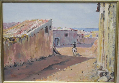 Manuel De Iigo Pueblo Castellano Original Oil Painting Spain Landscape Signed