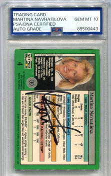 Martina Navratilova 1991 Tour Star Autographed Card Psa Auto Grade Gem Mt 10