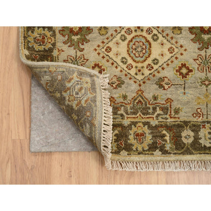 2'6"X21'10" Light Gray Medallions Hand Knotted Karjihooz Wool Runner Rug