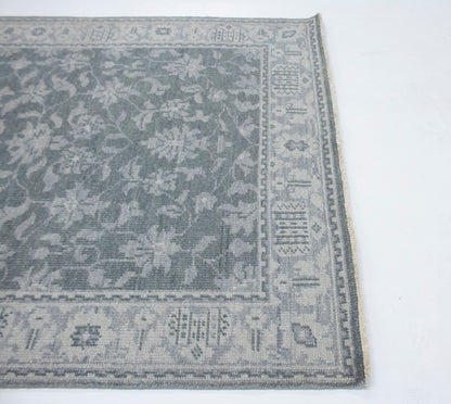 5X8 Ft Hand-Knotted Wool Area Rug Muted