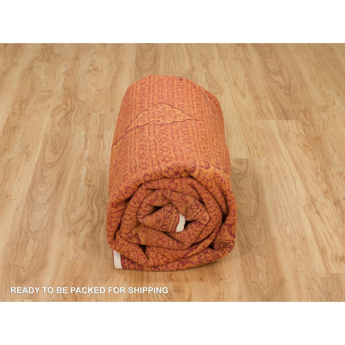 8'1"X10'1" Spicy Orange Wool And Silk Tebraz Mahi Hand Knotted Rug