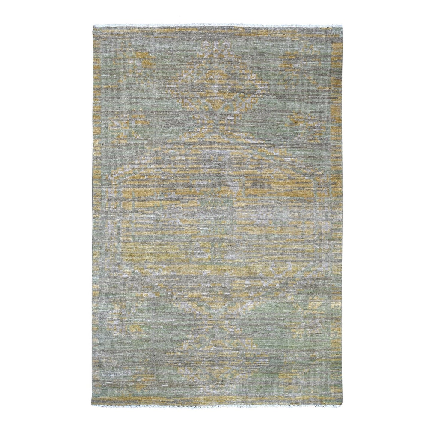 6'x8'9" Gray Whimsical Collection Wool Futuristic Modern Design Hand Knotted