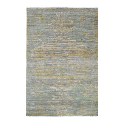 6'x8'9" Gray Whimsical Collection Wool Futuristic Modern Design Hand Knotted