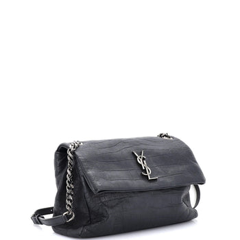 Saint Laurent West Hollywood Shoulder Bag Crocodile Embossed Leather Medium
