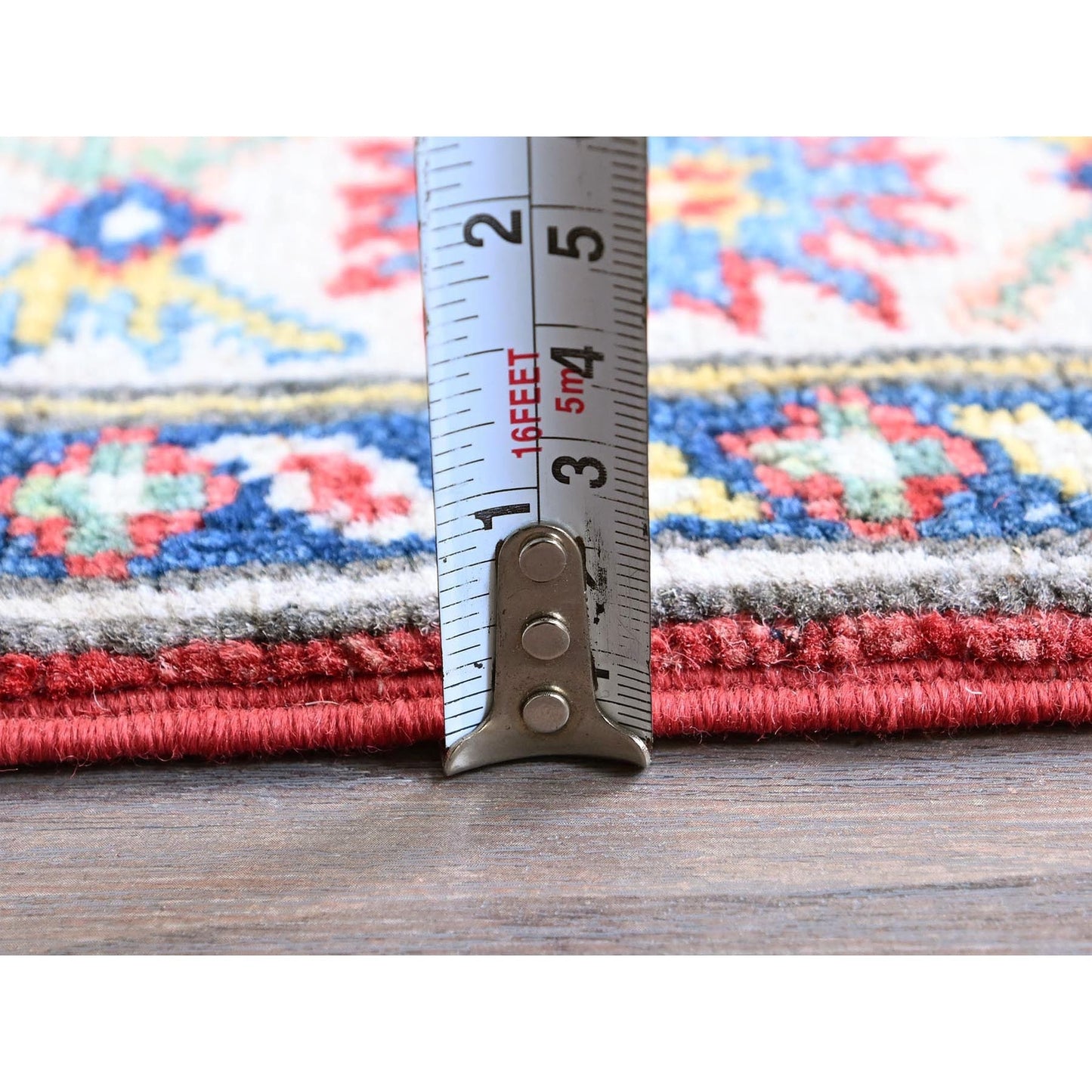 2'7"X12'7" Red Kazak With Medallions Design Hand Knotted Wool Runner Rug