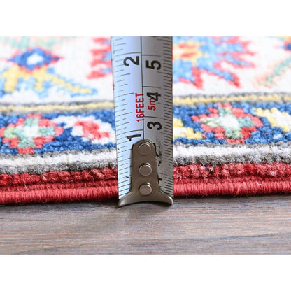 2'7"X12'7" Red Kazak With Medallions Design Hand Knotted Wool Runner Rug