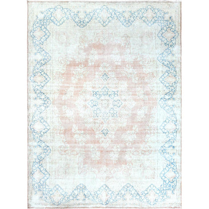 10'1"X14'2" Hand Knotted Almond Brown Vintage Farsian Karman Wool Rug