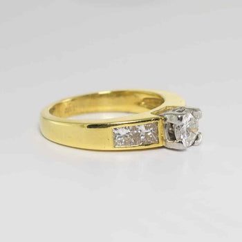 18K Yellow Gold Diamond Engagement Ring 1.30Ct