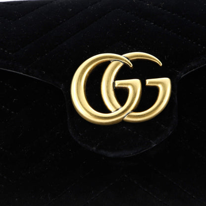 Gucci Gg Marmont Chain Wallet Matelasse Velvet Mini