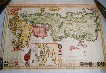 1715 Reland Map Of Japan 66 Provinces Nagasaki Port Coat Of Arms Handcolored
