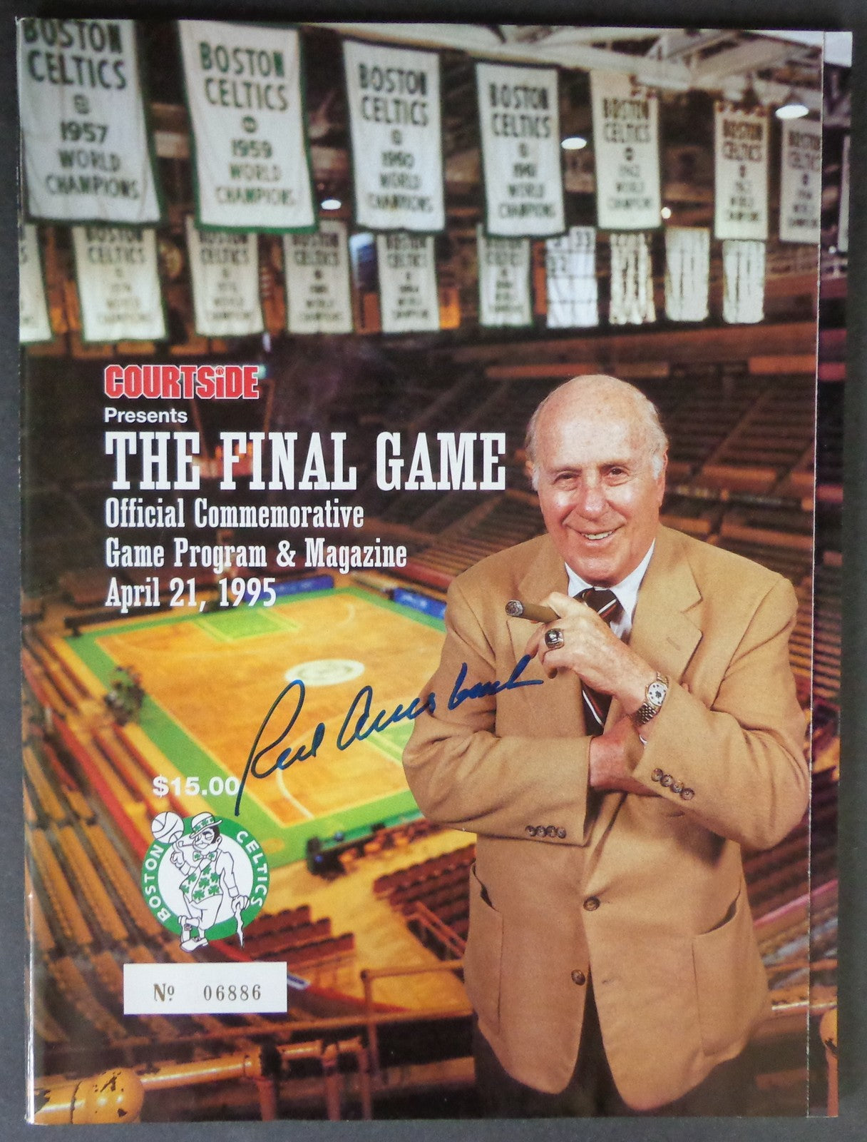 Red Auerbach Signed 1995 Program Final Game Boston Gardens Jsa 188418