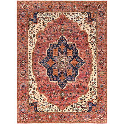 10'2"X13'8" Red Seeripe Heris Aryana Collection Soft Wool Hand Knotted Rug