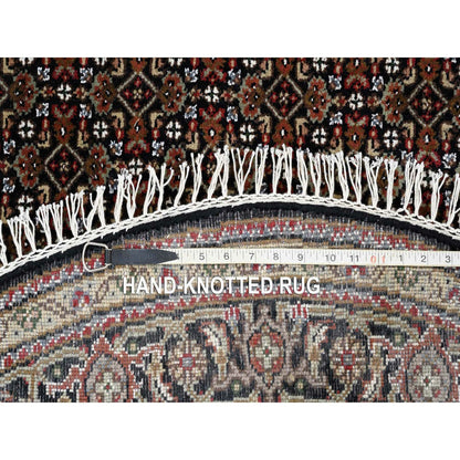 5'X5' 175 Kpsi Hand Knotted Black Tebraz Mahi Wool And Silk Round Rug