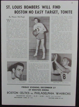 Vintage 1946 Boston Celtics Vs. St. Louis Bombers