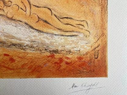 Marc-Chagall Lithograph Hand-Made Coa Hand-Signed Op