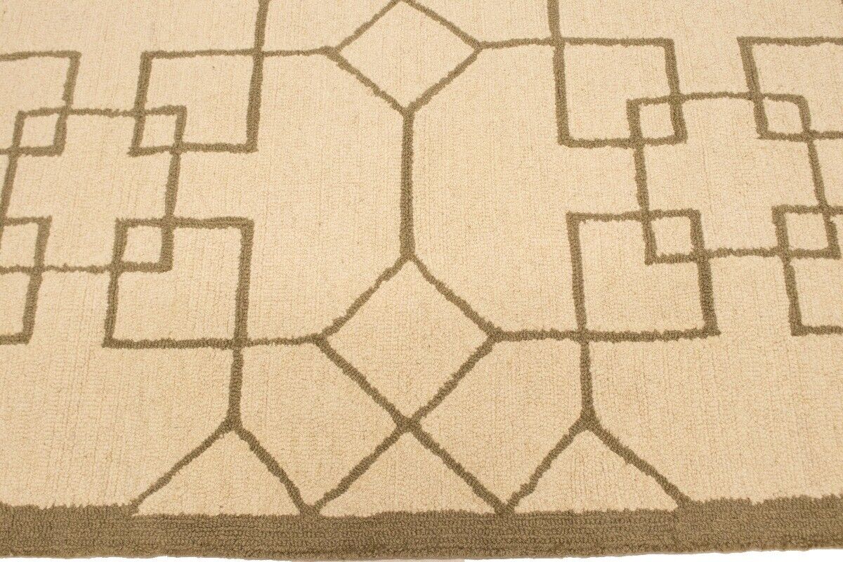 Cream Geometric Design Hand-Tufted Modern Wool