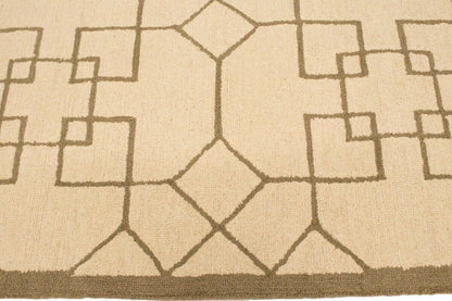 Cream Geometric Design Hand-Tufted Modern Wool