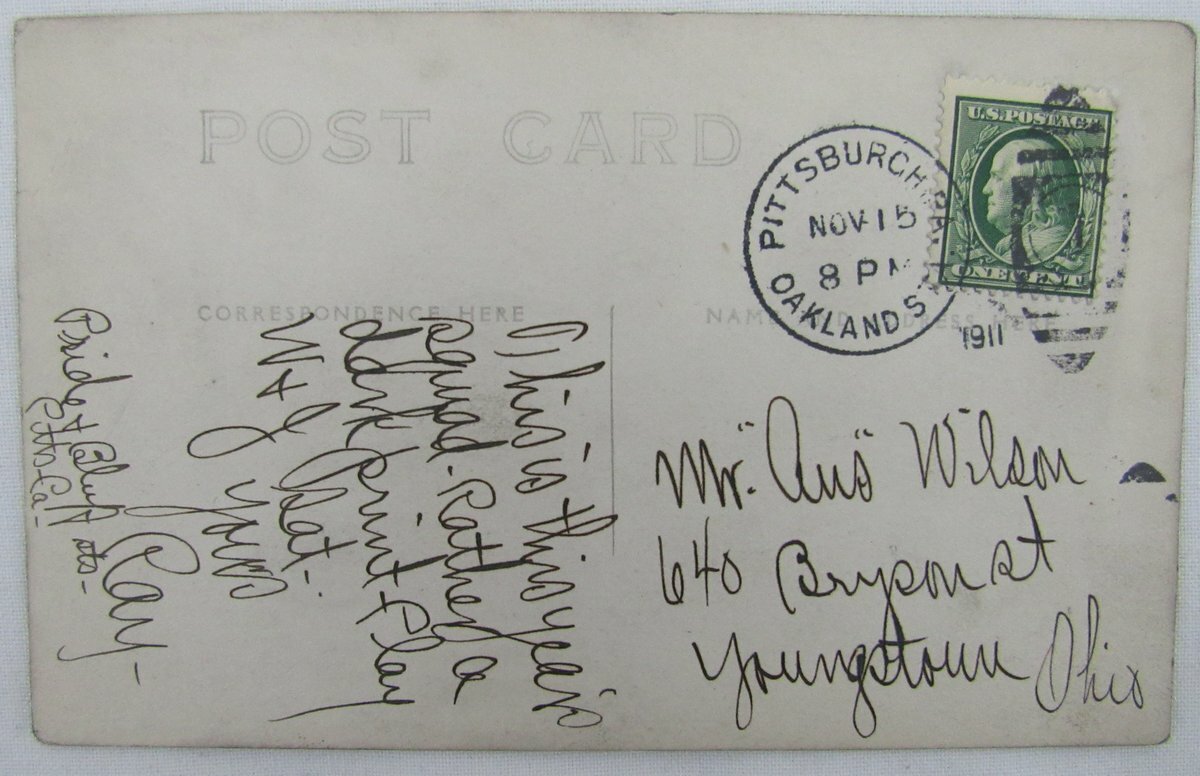 1911 Univ. Of Pittsburgh Football Pitt Panthers Team In Action Postcard 136377