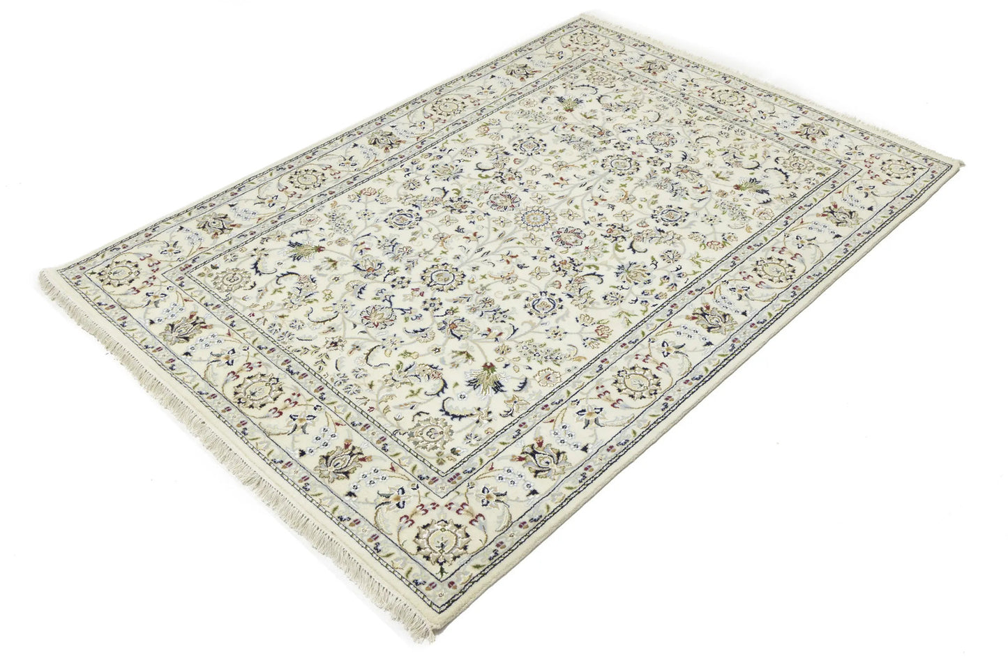 5'5X7'9 Classic Cream Floral Indo-Nain Rug Oriental Living Room Decor Carpet