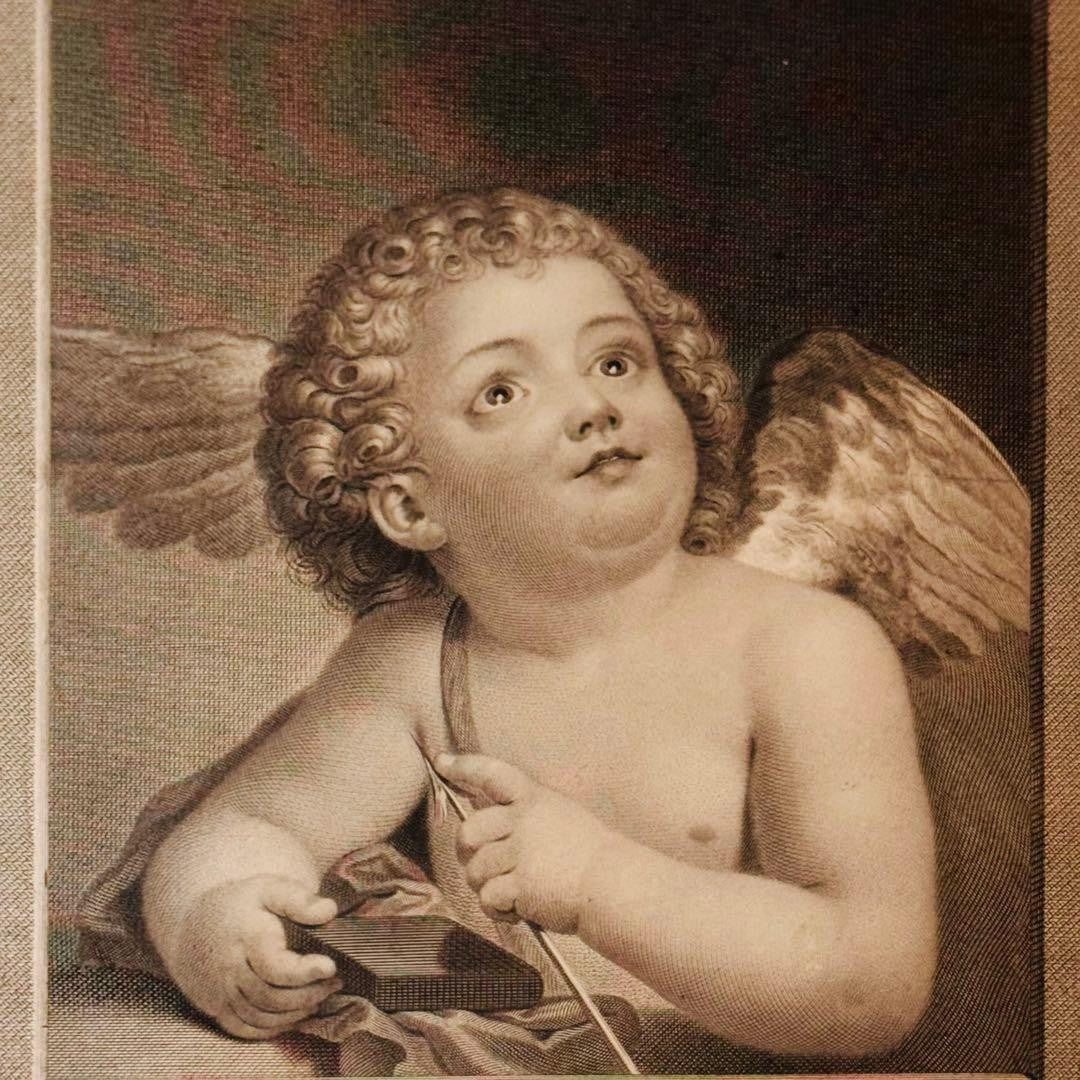 1790 J.F. Bause Engraving After A.R. Mengs Little Cupid Original Antique Print