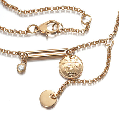 Hermes Necklace Ex-Libris Diamond Tpm 18K 750 Rose Gold